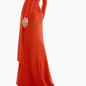 Mac Duggal Crimson Long Ruched-Side Evening Gown